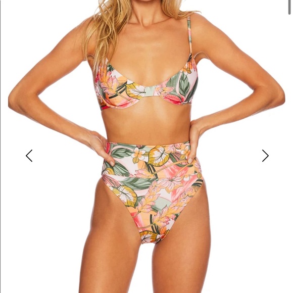 Beach Riot Floral Bikini - Pink and Green - Picture 1 of 7